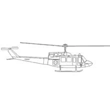 Military helicopter with skid landing gear coloring page