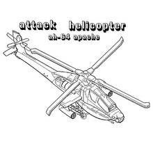 AH-64 Apache attack helicopter in flight coloring page