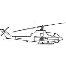Helicopter with narrow fuselage and skid landing gear coloring page