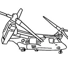 Osprey tiltrotor aircraft on the ground coloring page