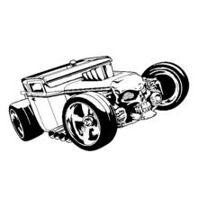 Hot Wheels hot rod with skull-shaped front coloring page