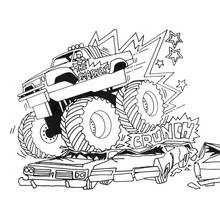 Monster Truck crushing cars coloring page