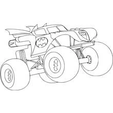 Monster Truck Batman with giant wheels coloring page