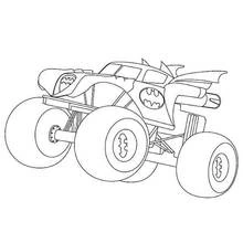 Batman monster truck with big wheels coloring page