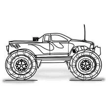 Monster Truck with flame decals coloring page