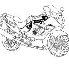 Suzuki sport motorcycle parked in profile coloring page