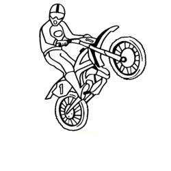 Motocross rider doing a wheelie coloring page