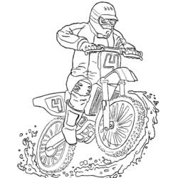 Motocross rider splashing through mud coloring page