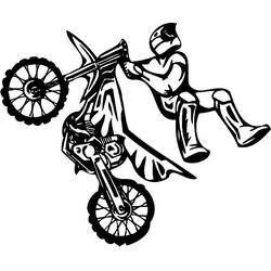 Motocross rider performing a stunt coloring page
