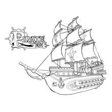 Pirate ship with tall sails and cannons coloring page