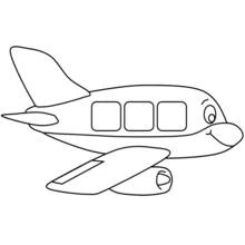 Cute cartoon plane with a smiling face coloring page
