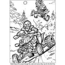 ATV racers speeding through mud coloring page