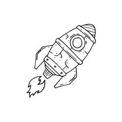 Rocket blasting off with flames coloring page