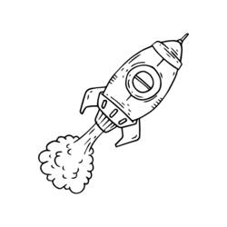 Rocket blasting off into the sky coloring page