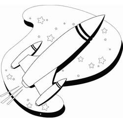 Rocket flying through a starry swirl coloring page