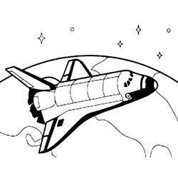 Space Shuttle flying above Earth coloring page