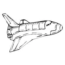 Space shuttle flying with wings spread coloring page