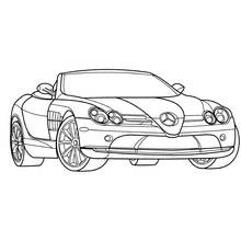 Mercedes sports car in three-quarter view coloring page