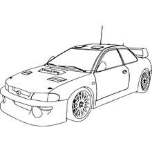 Rally sports car with roof antenna coloring page
