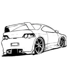 Tuned sports coupe with rear spoiler coloring page