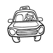 Taxi seen from the front with driver coloring page