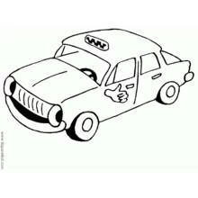 Taxi with a thumbs-up sign on the door coloring page
