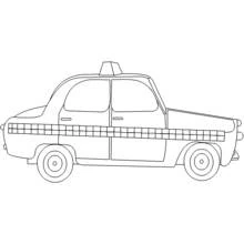 Vintage taxi with checkered stripe coloring page