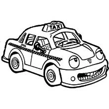 Taxi with a smiling face coloring page