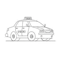 Taxi in profile with door lettering coloring page
