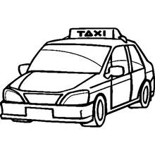 Taxi with rooftop sign coloring page
