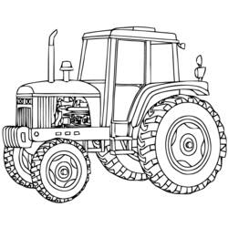Tractor with cab and large wheels coloring page