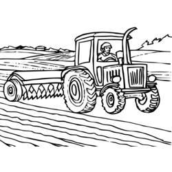 Tractor plowing a field coloring page