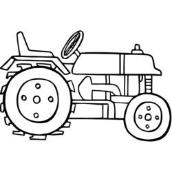 Tractor with big rear wheel and steering wheel coloring page