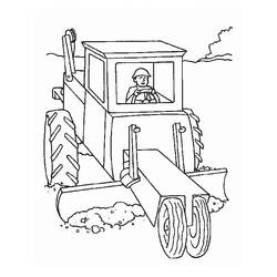 Tractor with blade clearing dirt coloring page