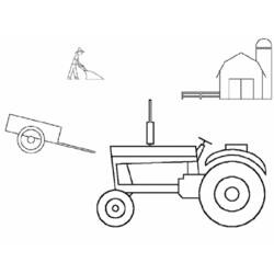 Tractor with farm scene and cart coloring page