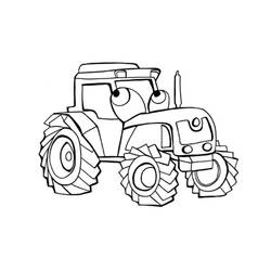 Tractor with friendly cartoon eyes coloring page