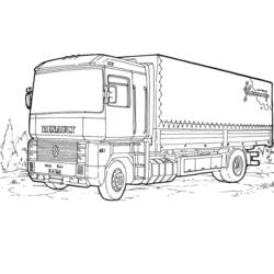 Truck with cabin and trailer coloring page