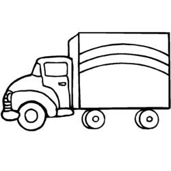 Truck with box trailer and curved stripes coloring page