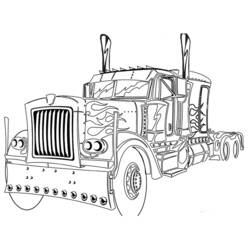 Truck with flame decals and tall exhaust pipes coloring page