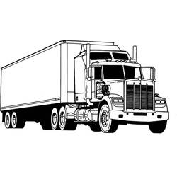Semi truck with long trailer coloring page