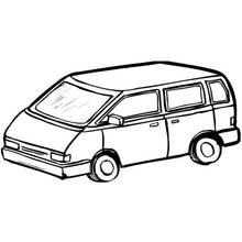 Van seen from a side angle coloring page