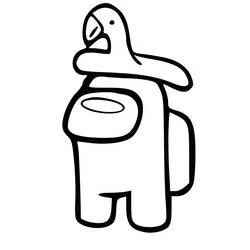 Among Us character wearing a flamingo hat coloring page