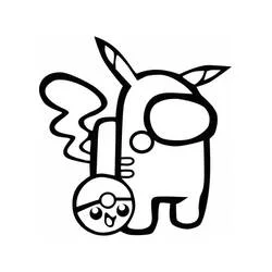 Among Us Pikachu with a Poké Ball coloring page