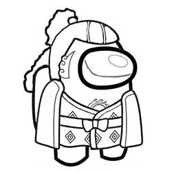 Among Us character dressed as Jinbei coloring page