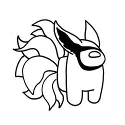 Among Us character with Kurama fox tails coloring page
