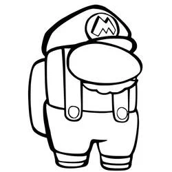 Among Us character dressed as Mario coloring page