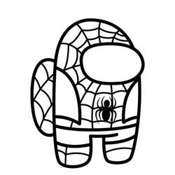 Among Us crewmate in Spider-Man costume coloring page