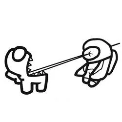Among Us imposter shooting a crewmate coloring page