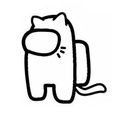 Among Us cat-shaped crewmate coloring page