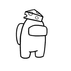 Among Us character wearing a cheese hat coloring page